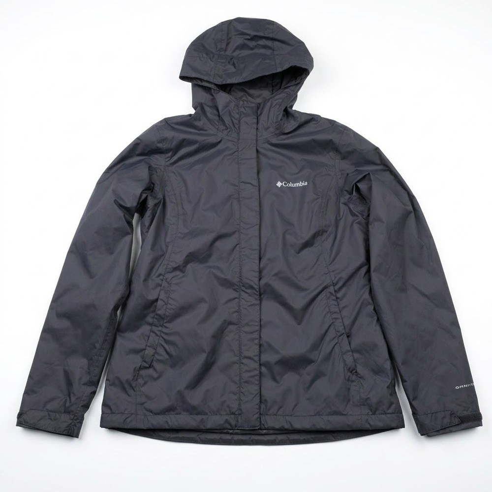 Columbia Omni-Tech Waterproof Insulated Rain Jacket Womens Small Black Hooded